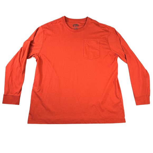 Wrangler Riggs Workwear Mens XXL Long Sleeve Orange/Red Crew Neck Pocket T-Shirt - Picture 1 of 10